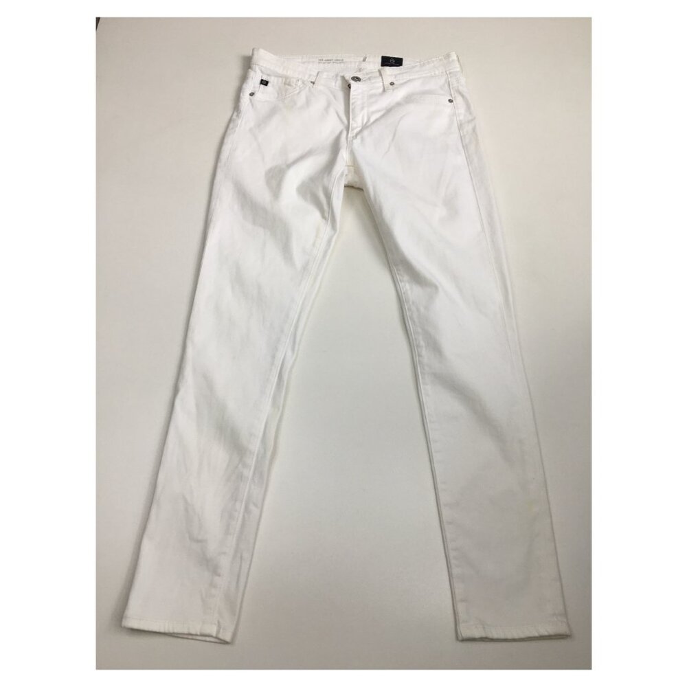 AG ADRIANO GOLDSCHMIED White THE ABBEY Mid-Rise Ankle Super Skinny Jeans